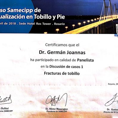 3er Curso SAMECCIP de actualización en Tobillo y Pie